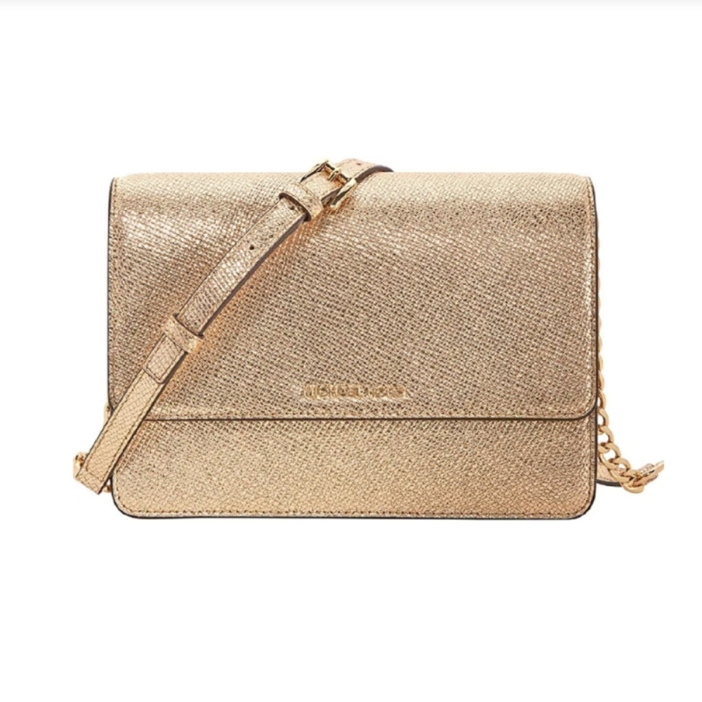 Michael Kors large gusset crossbody bag, Pale Gold